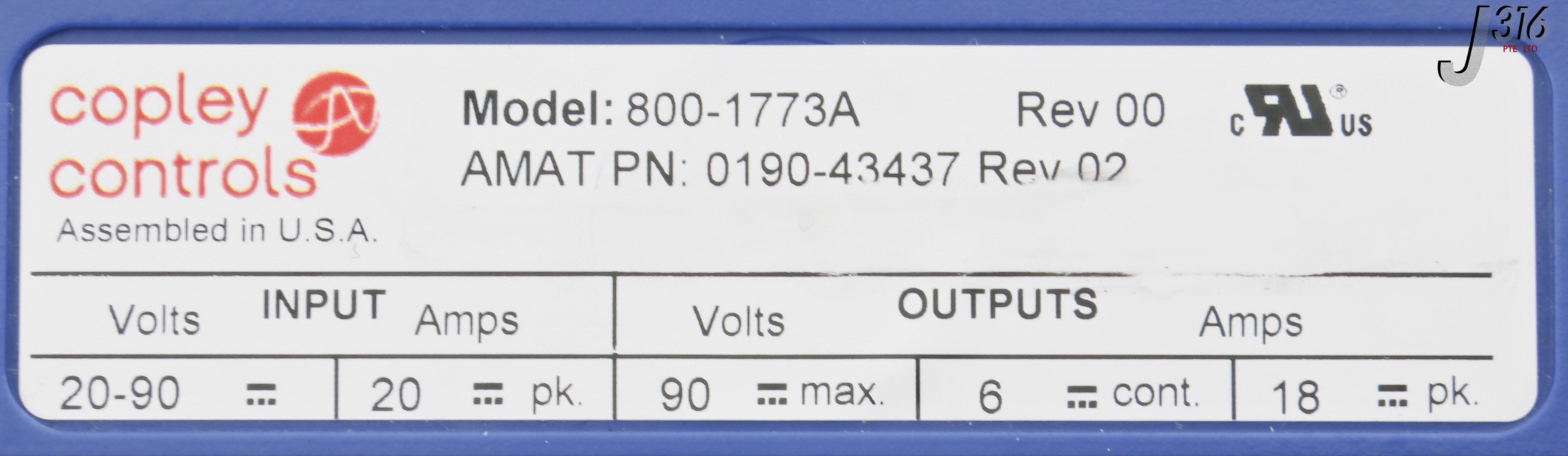 28161 COPLEY CONTROLS SERVO AMPLIFIER, ACCELNET, AMAT 0190-43437